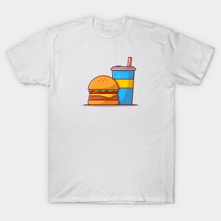 Burger And Soda Cartoon Vector Icon Illustration (8) T-Shirt